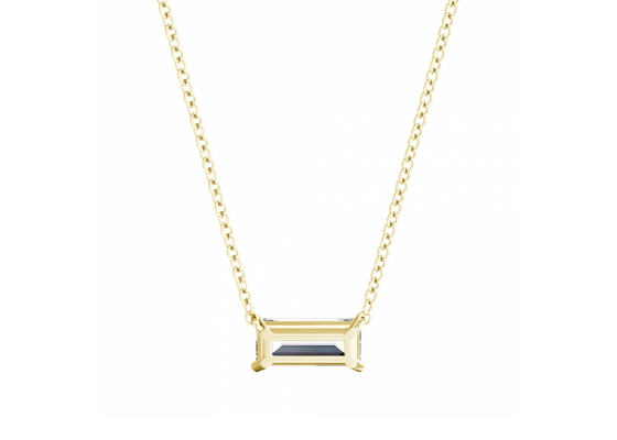 สร้อยคอทองคำ 14K Baguette Cut พร้อม 0.5ct 5 × 7mm Solitaire Diamond