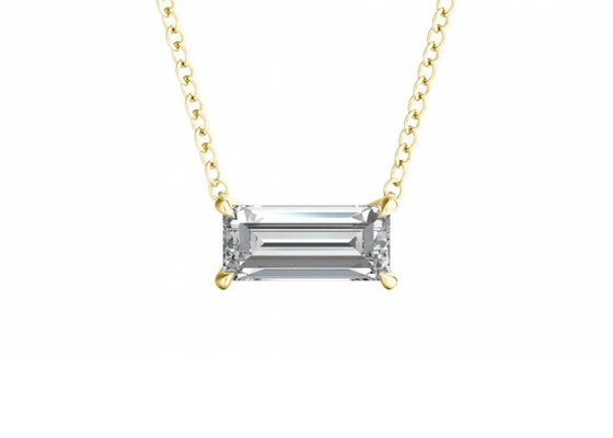 สร้อยคอทองคำ 14K Baguette Cut พร้อม 0.5ct 5 × 7mm Solitaire Diamond