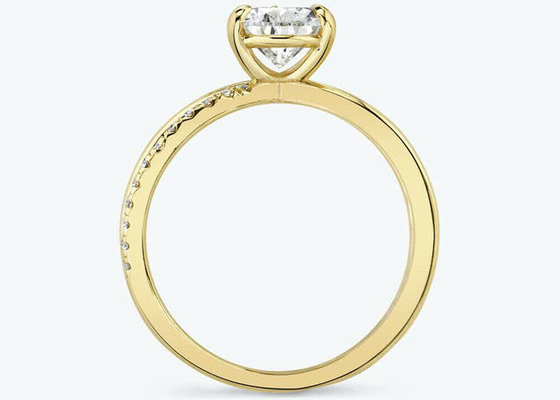 แหวนทองคำแท้ 9k Pear Cut พร้อม Lab Diamond RD 6×9mm Dimension