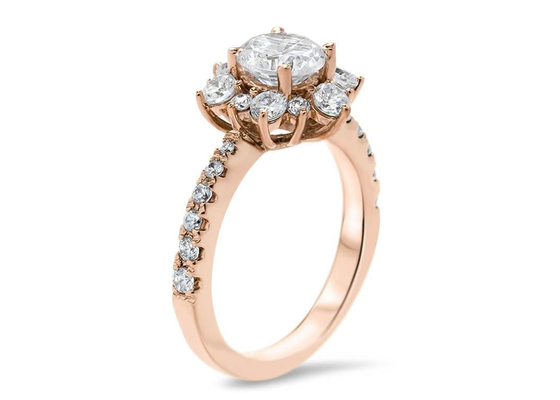 แหวนเงิน 9K แรงบันดาลใจจากเกล็ดหิมะพร้อม Lab Diamond RD6.5MM ขนาด 1.0ct น้ำหนัก