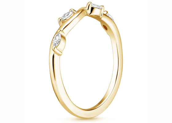 ไขลานวิลโลว์ 14K แหวนเครื่องประดับสีเหลืองทอง 2×4mm 0.40ct เพชร
