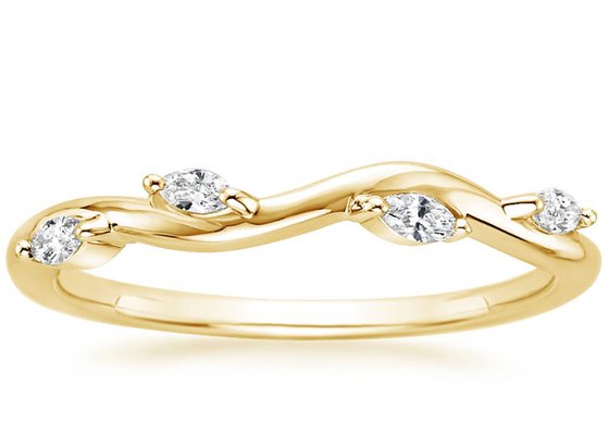 ไขลานวิลโลว์ 14K แหวนเครื่องประดับสีเหลืองทอง 2×4mm 0.40ct เพชร
