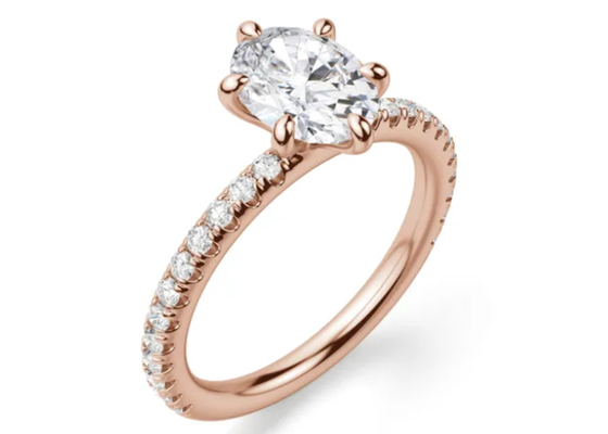 ง่ามชุด Type 9k แหวนเงิน Rose Gold วัสดุ 1.5 กะรัต 6×8 มม. Stone