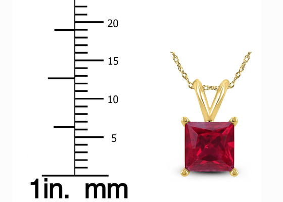สร้อยคอทองคำ 14K ขนาด 7 × 7 มม. พร้อมจี้ทับทิม 2 กะรัตสำหรับหมั้น