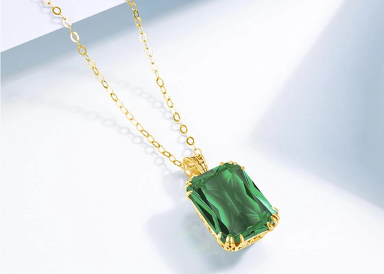 สร้อยคอทอง 14K วินเทจ 2.67ct 8×10mm พร้อมจี้มรกตธรรมชาติ