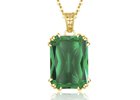 สร้อยคอทอง 14K วินเทจ 2.67ct 8×10mm พร้อมจี้มรกตธรรมชาติ
