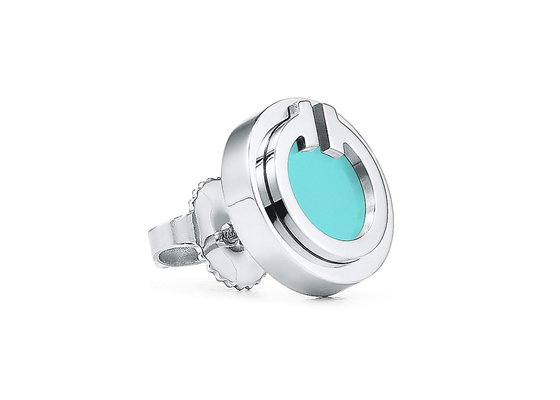ODM ต่างหู Turquoise Circle, Dia 9.65mm 18k Turquoise ต่างหู 2.37g น้ำหนัก