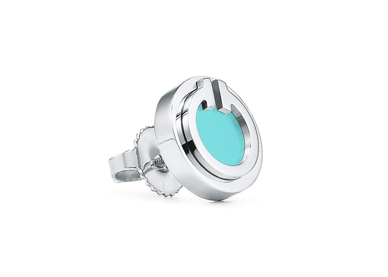 ODM ต่างหู Turquoise Circle, Dia 9.65mm 18k Turquoise ต่างหู 2.37g น้ำหนัก