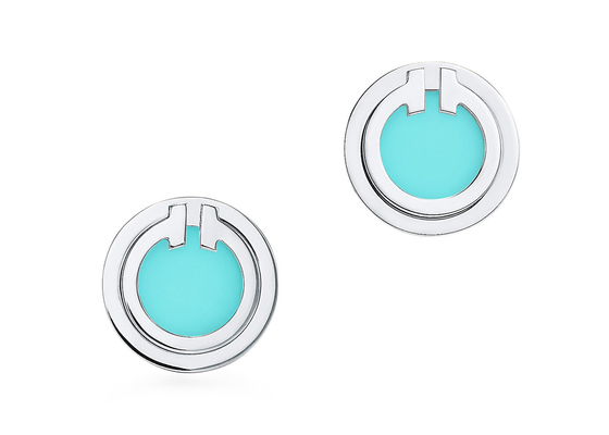 ODM ต่างหู Turquoise Circle, Dia 9.65mm 18k Turquoise ต่างหู 2.37g น้ำหนัก