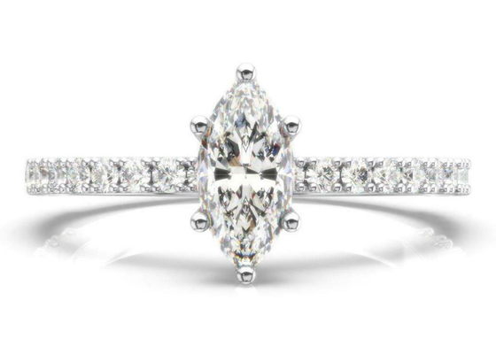 D VS1 18K Rose Gold Ring 2CT Weight Marquise Cut forหมั้น