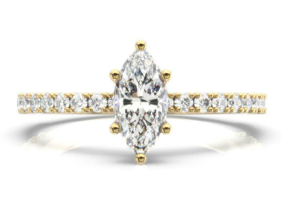 D VS1 18K Rose Gold Ring 2CT Weight Marquise Cut forหมั้น