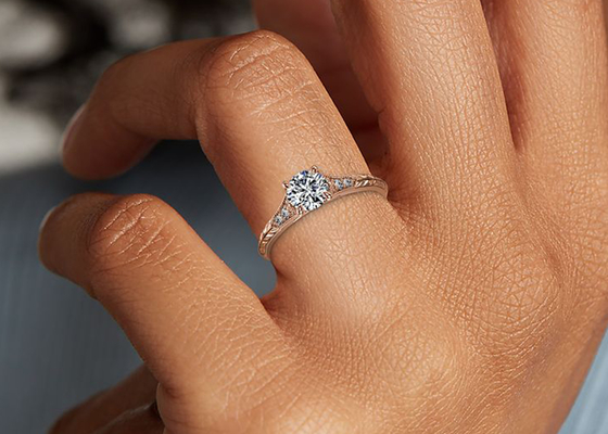 14K Roose Gold Lab Grown Moissanite Ring Dia RD6mm 0.8ct สำหรับงานแต่งงาน