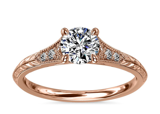 14K Roose Gold Lab Grown Moissanite Ring Dia RD6mm 0.8ct สำหรับงานแต่งงาน