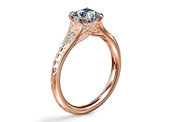 14K Roose Gold Lab Grown Moissanite Ring Dia RD6mm 0.8ct สำหรับงานแต่งงาน