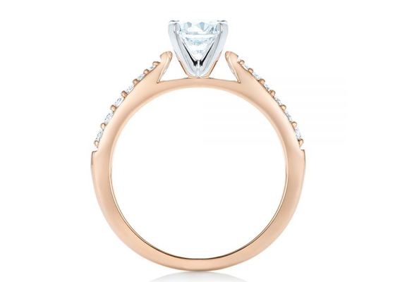 ชุดกรงเล็บ Rose Gold Moissanite Band Rings ขนาด 5.5 มม. OEM ODM