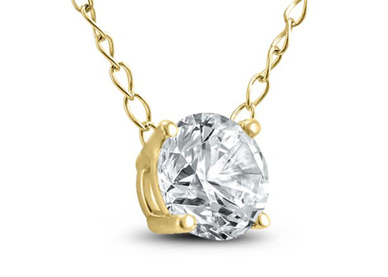 4mm 0.23ct สร้อยคอเพชร Solitaire, 4 Prongs 14k สีเหลืองสร้อยคอทองคำ