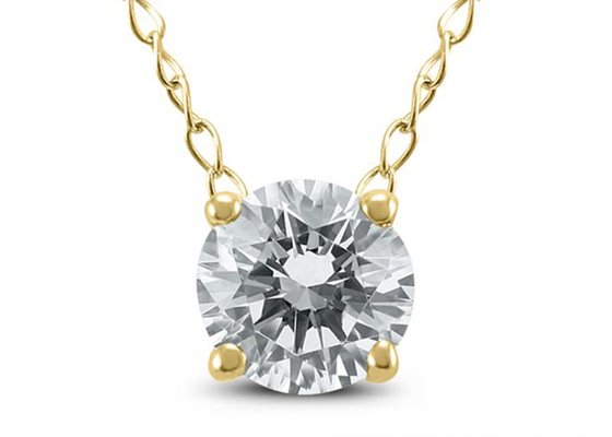 4mm 0.23ct สร้อยคอเพชร Solitaire, 4 Prongs 14k สีเหลืองสร้อยคอทองคำ