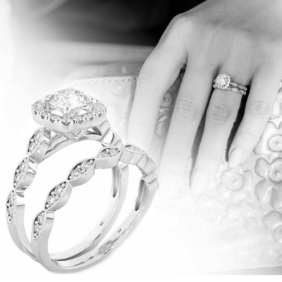 ชุดแหวนแต่งงานเจ้าสาว 0.90CT, แหวนหมั้นเพชรสี่เหลี่ยม ODM