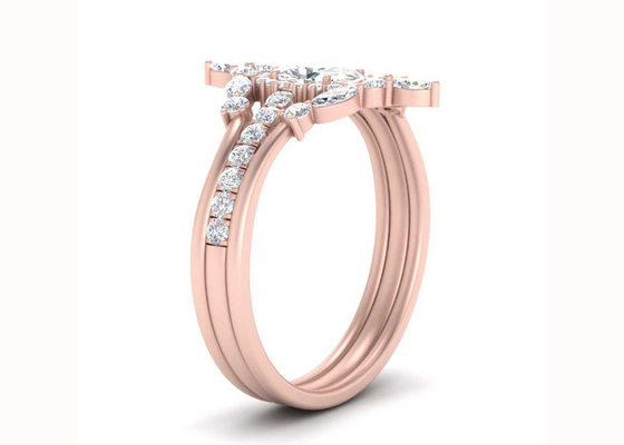 SI1 0.62CT Rose Gold Double Halo แหวนหมั้นสำหรับเจ้าสาว