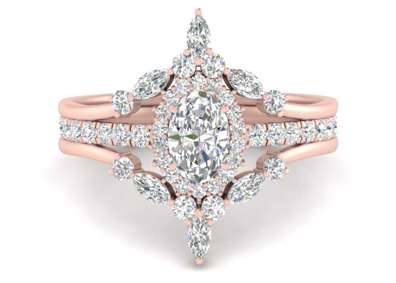 SI1 0.62CT Rose Gold Double Halo แหวนหมั้นสำหรับเจ้าสาว