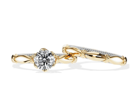 OEM Solitaire เพชรหมั้นแหวนแต่งงานวัสดุทองคำ 18K ที่เป็นของแข็ง ODM