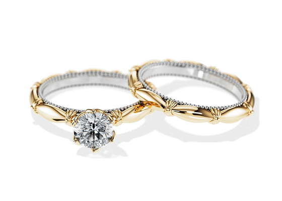 OEM Solitaire เพชรหมั้นแหวนแต่งงานวัสดุทองคำ 18K ที่เป็นของแข็ง ODM