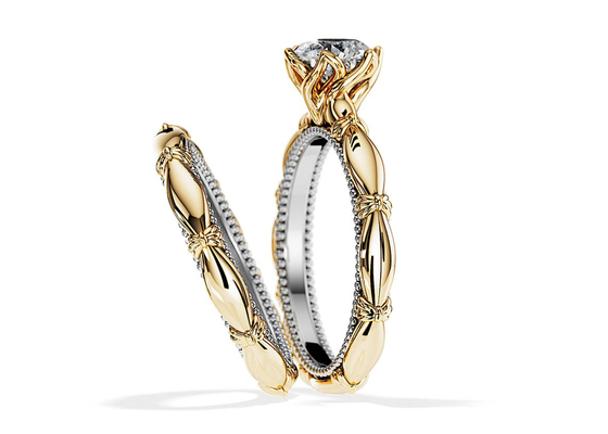 OEM Solitaire เพชรหมั้นแหวนแต่งงานวัสดุทองคำ 18K ที่เป็นของแข็ง ODM