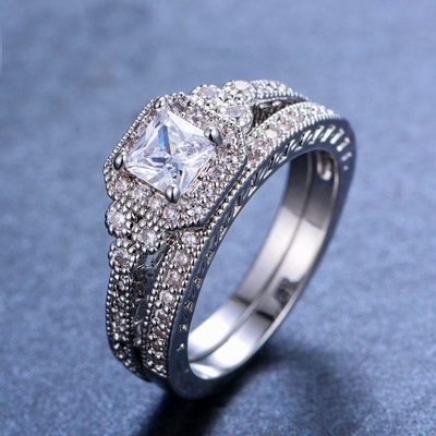 แหวนเพชรปริ๊นเซสคัท 2 กะรัต 0.62 กะรัต, แหวนหมั้น Moissanite 62 ชิ้น